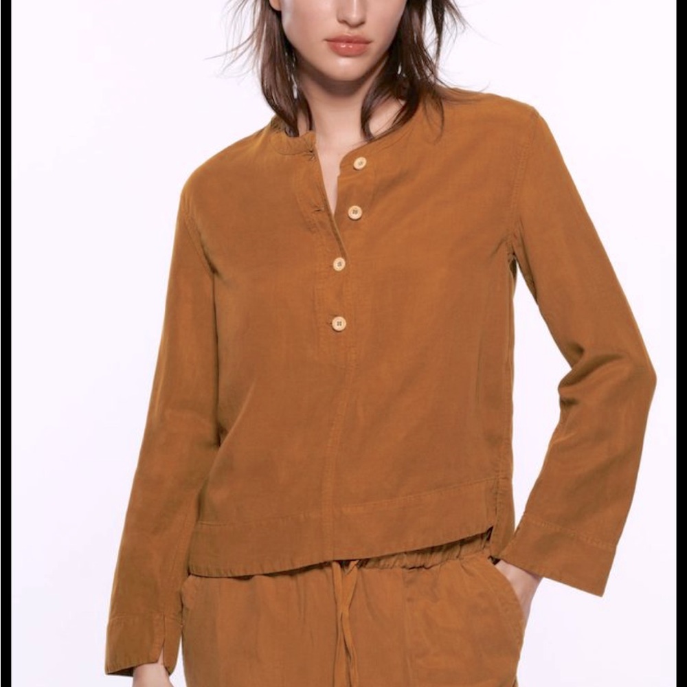 Zara Buttoned Linen Blend Shirt